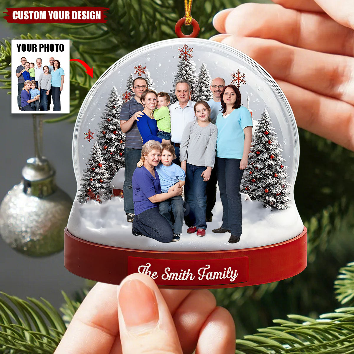 Custom Photo Acrylic Ornament - Personalized Christmas Birthday Gifts For Mom, Dad, Kids - Together Is The Best Place To Be