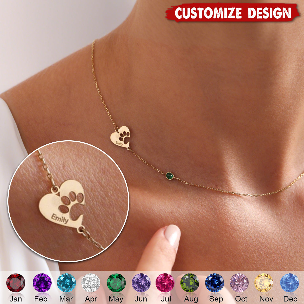 Personalized Engraved Paw Print Necklace- Gift For Dog Cat Lovers