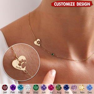 Personalized Engraved Paw Print Necklace- Gift For Dog Cat Lovers