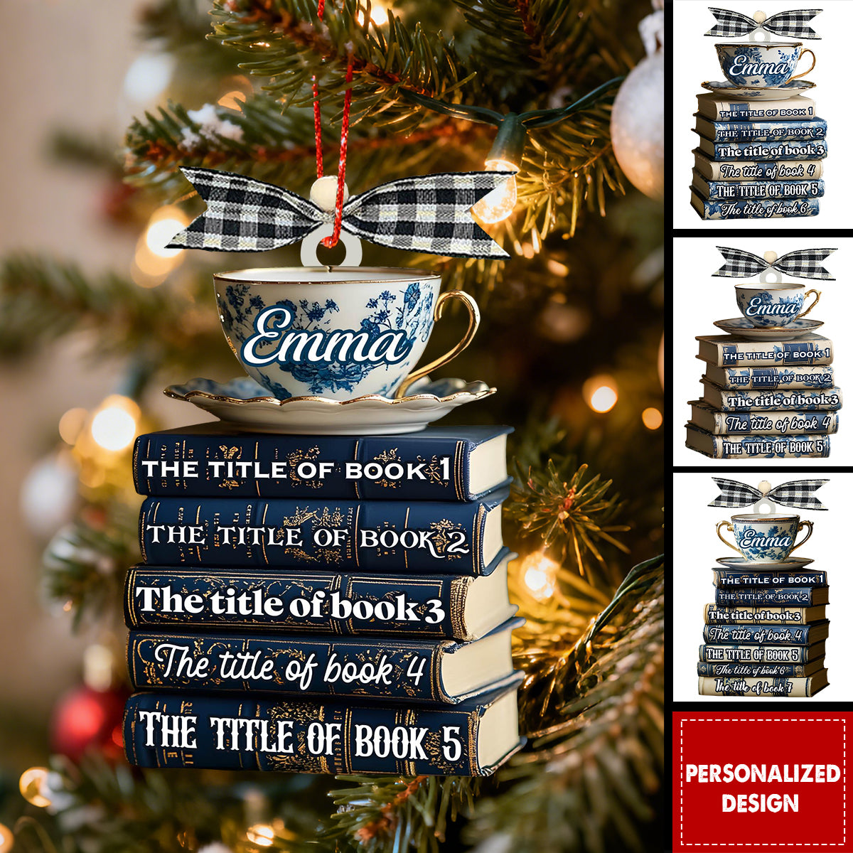 Personalized Book Lover Christmas Tree Ornament Gift For Librarians & Bibliophiles