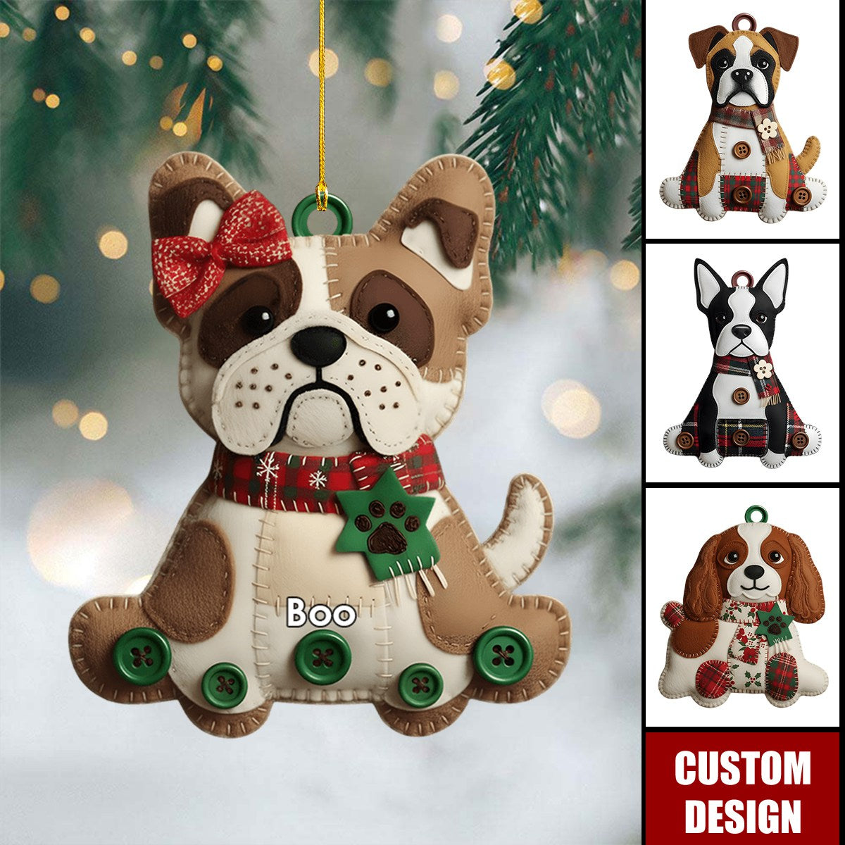 Dog Breeds Christmas Quilt - Personalized Dog Ornament