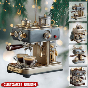 Personalized Mini Espresso Machine Ornament - Gift For Coffee Lovers