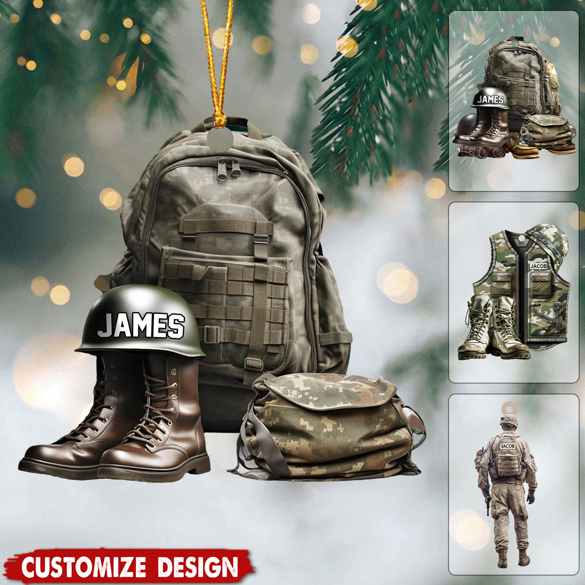 Personalized Military Uniform Acrylic Ornament - Christmas Gift For Veteran