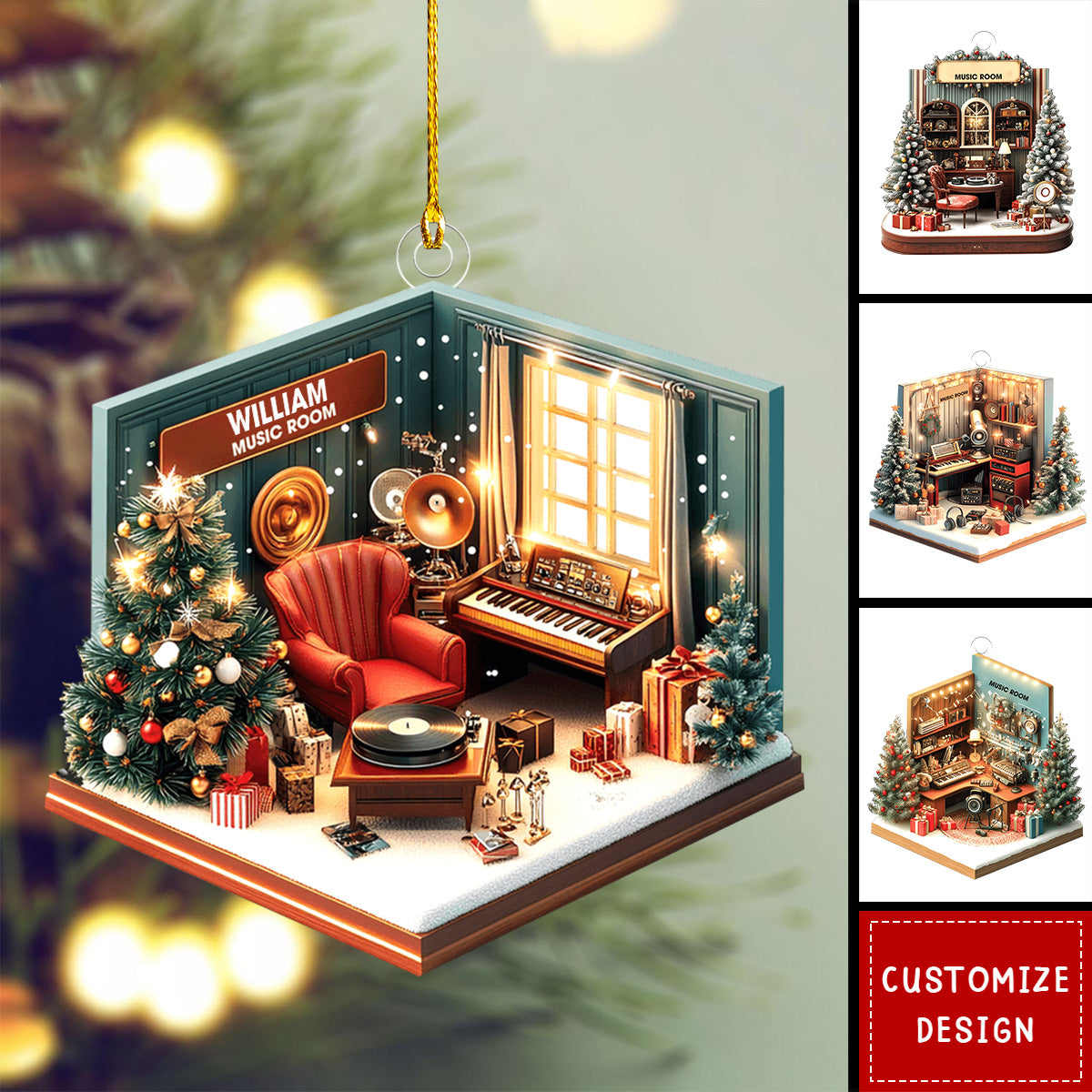 Personalized Music Room Christmas Ornament Gift For Musician-2024 New Release