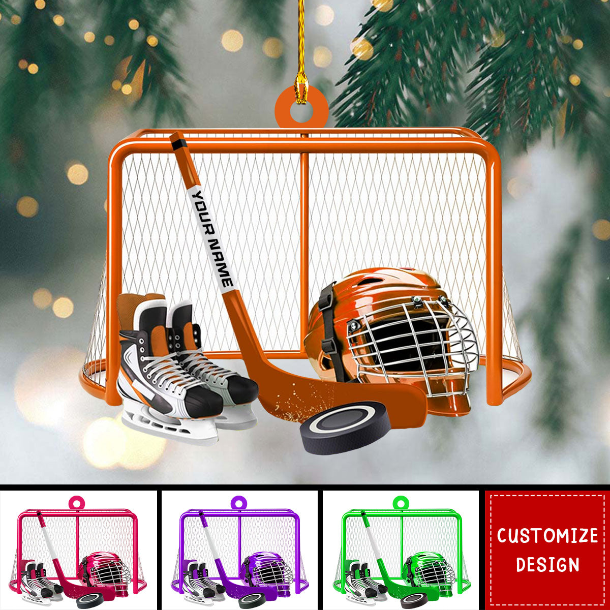 Personalized Ice Hockey Ornament, Gifts For Hockey Players - 2024 New Release