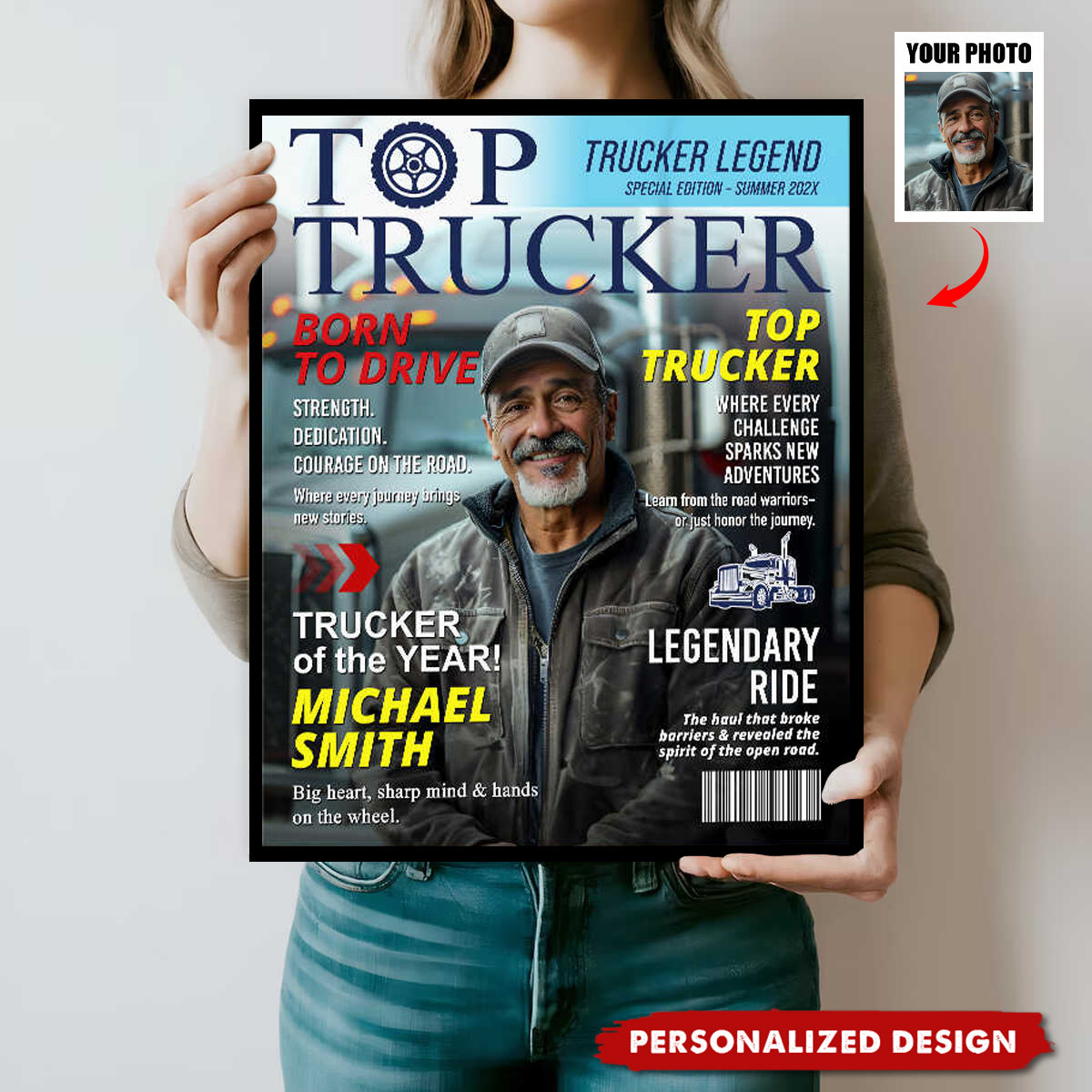 Personalized Trucker Magazine Cover, Custom Trucker Gift, Unique Trucker Retirement or Birthday Gift, Truck Lover Gift