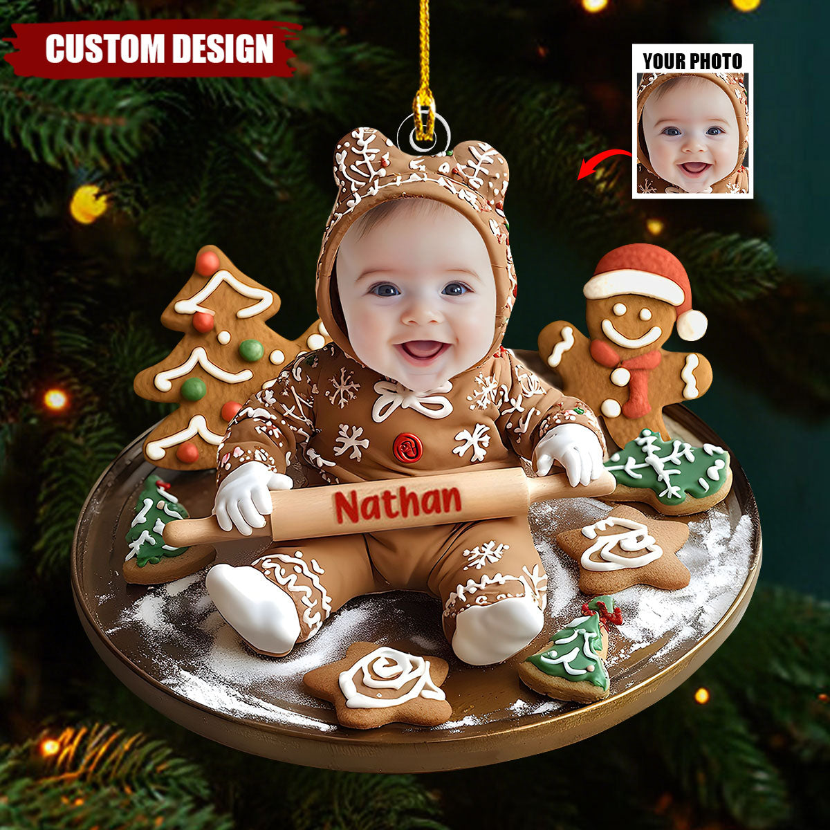 Baking With Baby: A Gingerbread Christmas - Personalized 1-Layer Acrylic Ornament