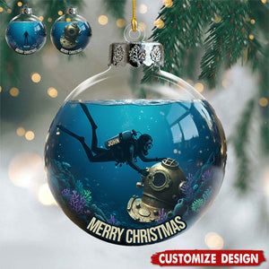 Diving Home For Christmas - Personalized Scuba Diving Ornament
