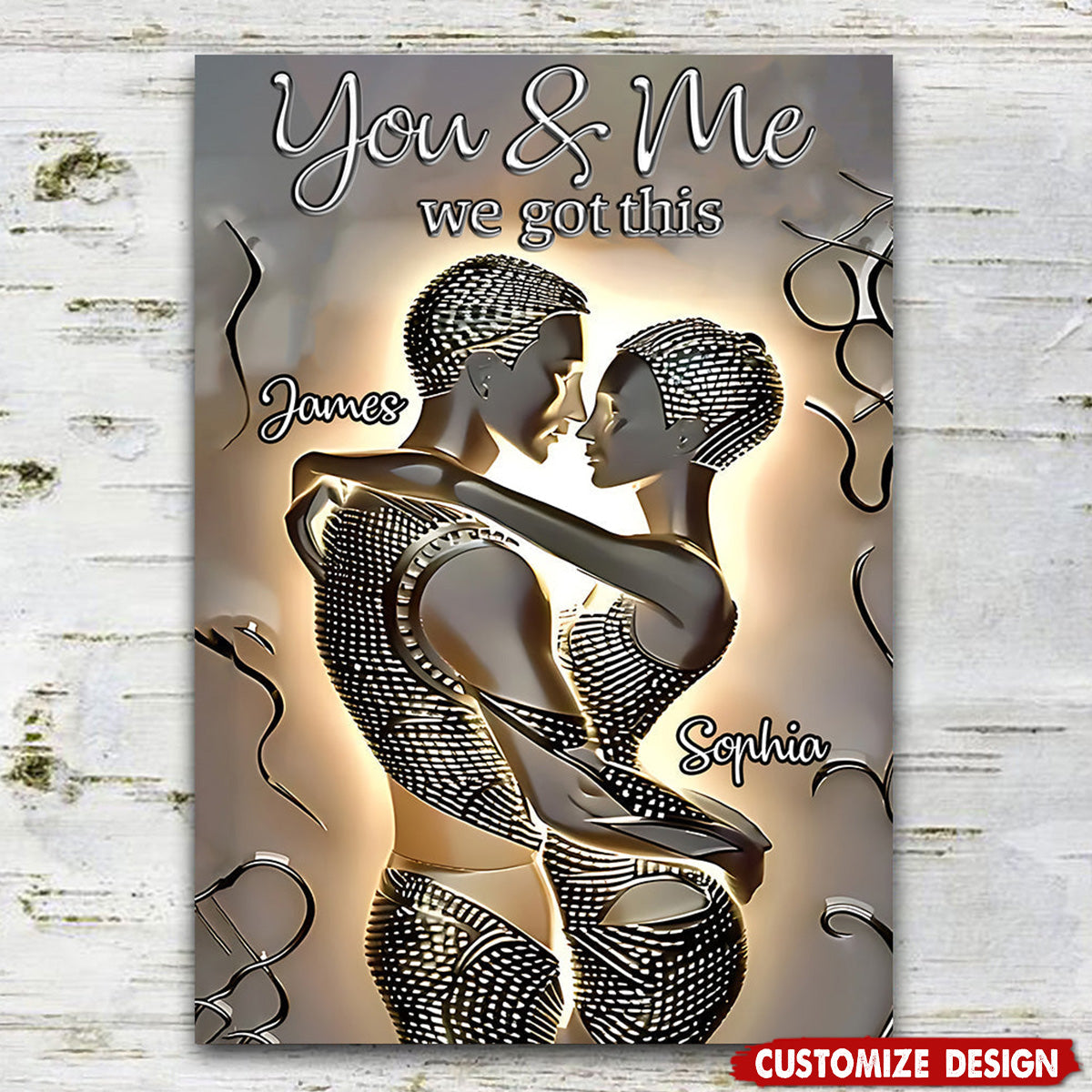 It's You & Me - Personalized African American Rectangle Metal Sign