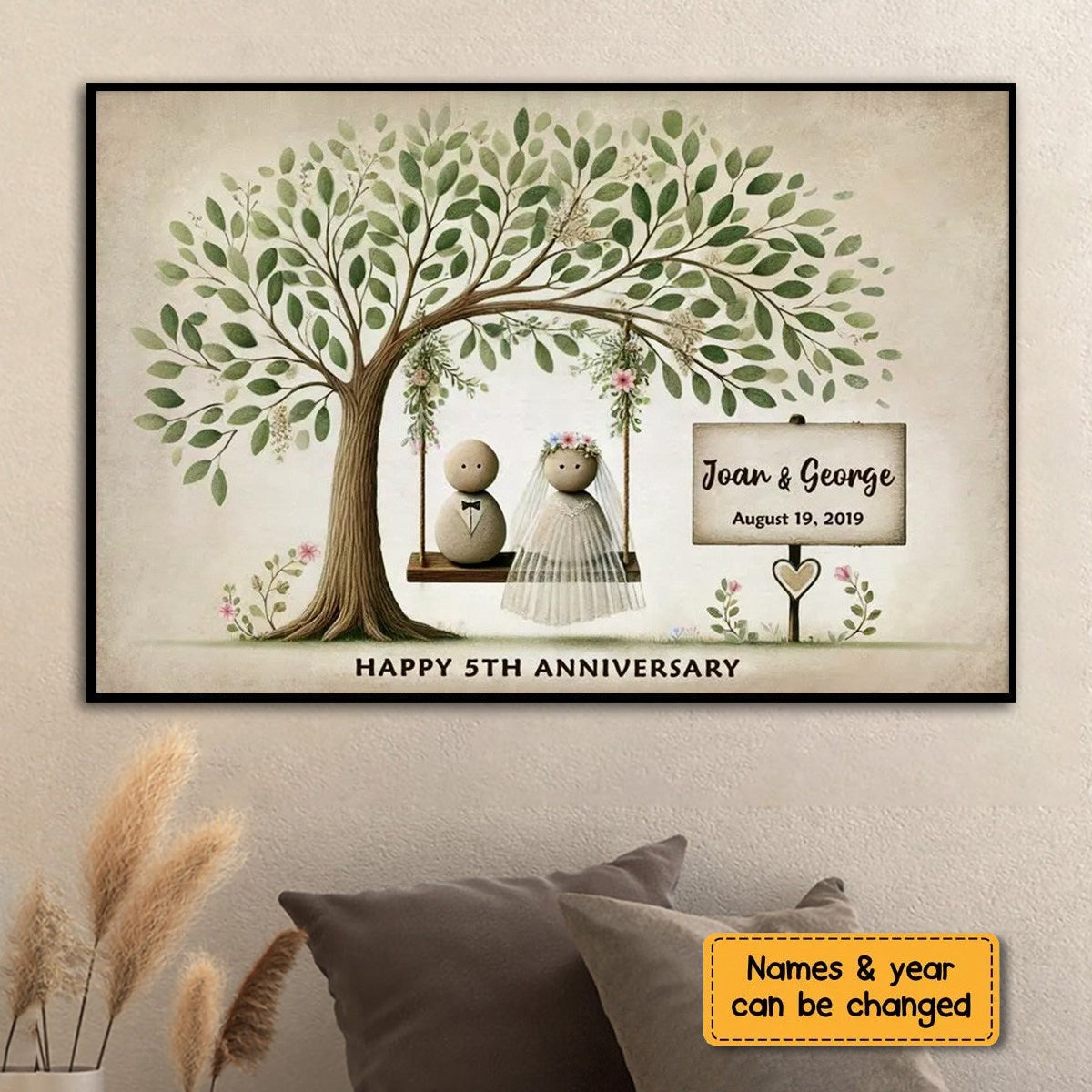 Personalized Wedding Pebble Mr & Mrs Pebble Art The Day We Got Married Poster