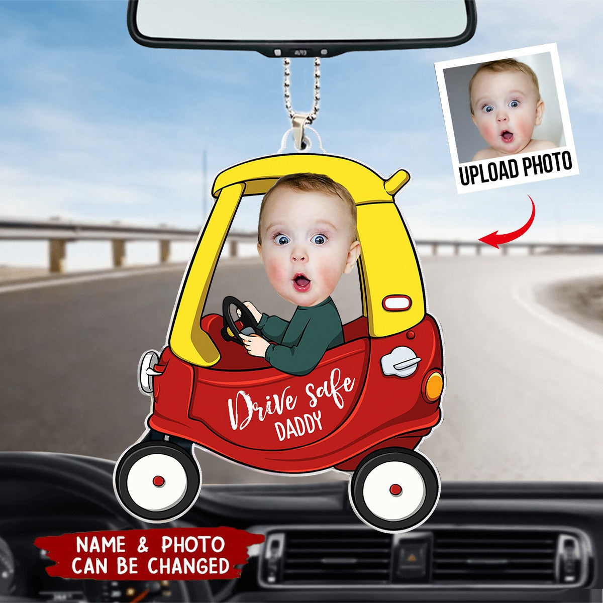 Drive Safe Daddy - Personalized Car Photo Ornament
