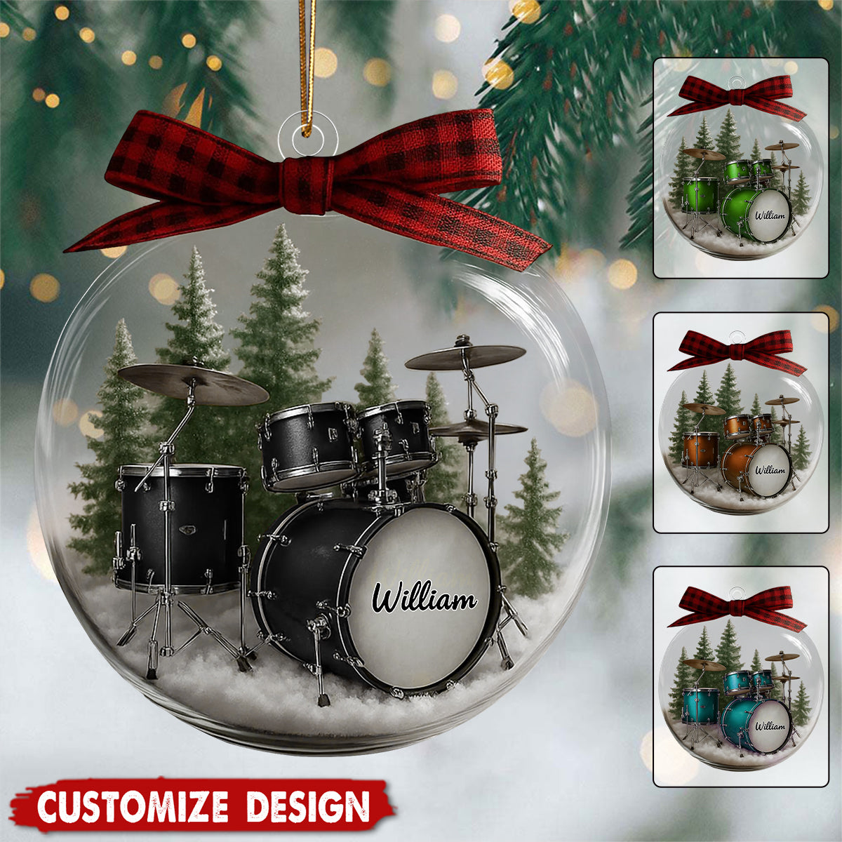 Personalized Drum Ornament - Gift For Drum Lovers