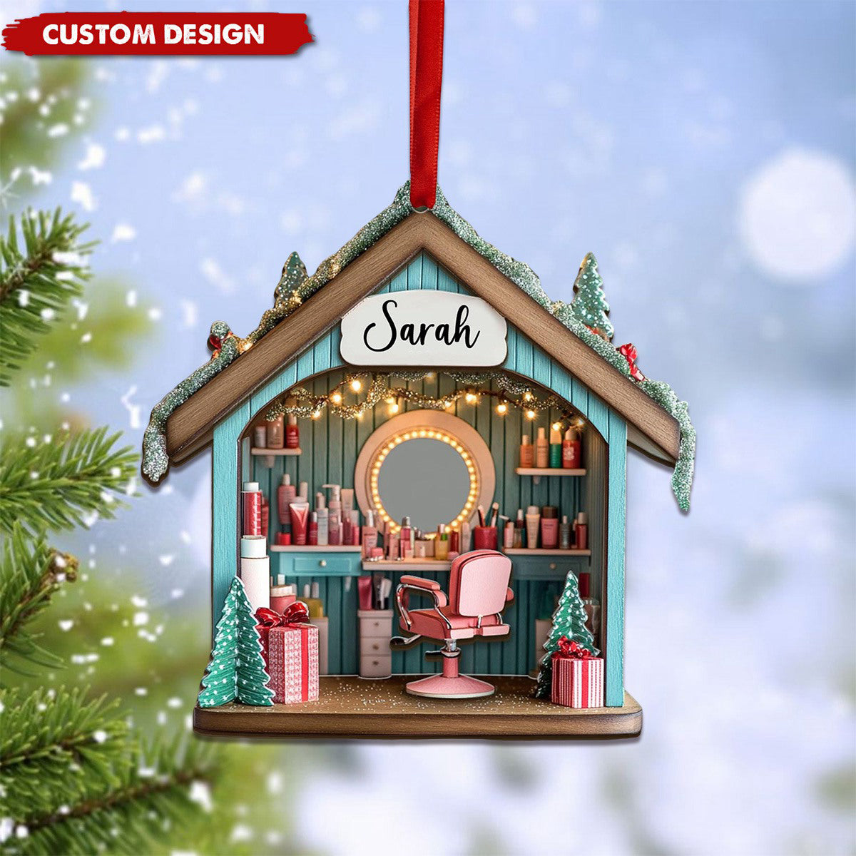 Personalized Hair Salon Ornament, Gift for Hairdresser -2024 New Release