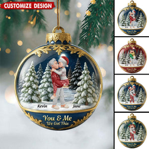 Snow Globe Kissing Couple - Personalized Acrylic Ornament - Christmas Gift for Couple