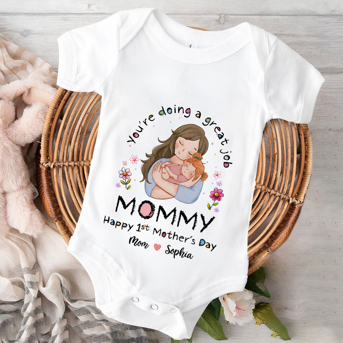 First Mother's Day - You're Doing A Great Job Mommy - Happy 1st Mother's Day 2025 - Personalized Baby Onesies
