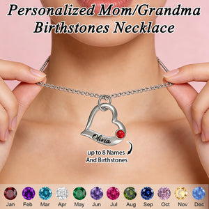 Personalized Hearts Necklace with Birthstone-Mother's Day Gifts