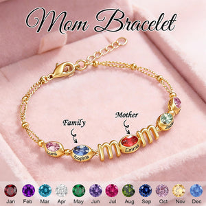 Personalized Mom Names & Birthstones Bracelet -Gift For Mother