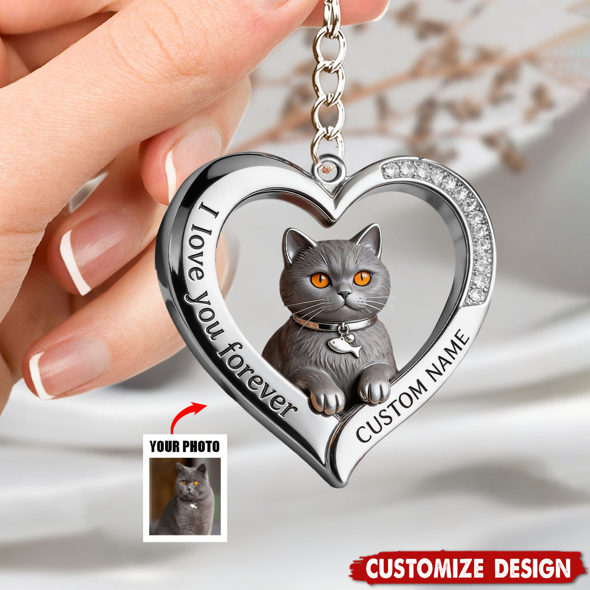 Photo Customizable - Personalized Pet-Shaped Keychain