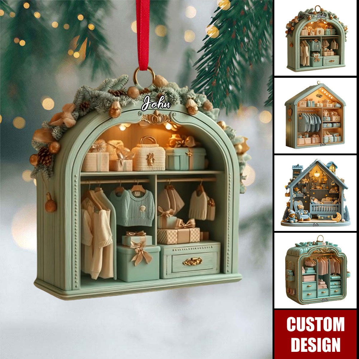 Personalized Blue Baby Room Ornament - Gift For New Parents