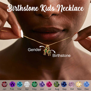 Personalized Birthstone Kids Charms Necklace - Gift for Mom Grandma