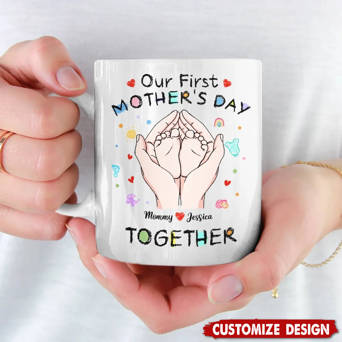Tiny Toes, Big Love - Family Personalized Mug - First Mother's Day Gift For Mom