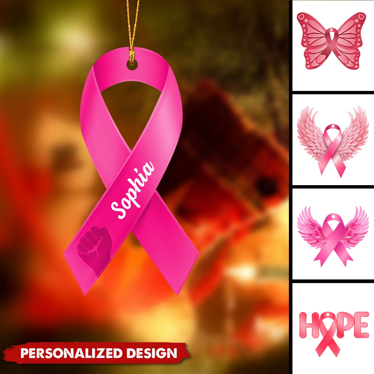 Personalized Breast Cancer Christmas Ornament-2024 New Release