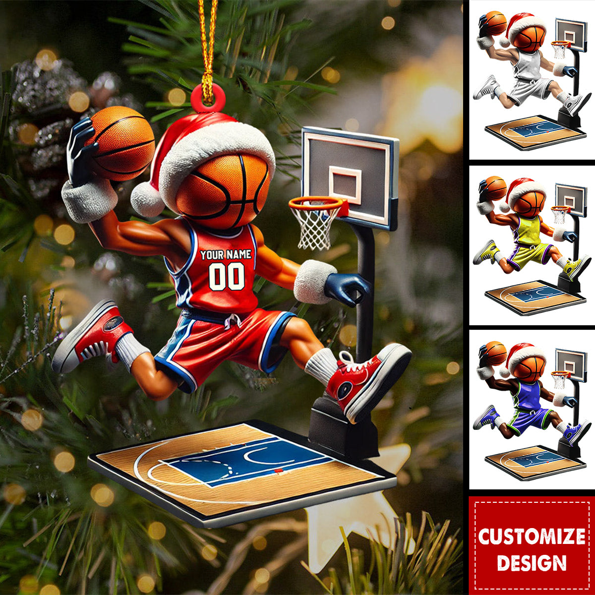 Basketball Player Christmas Ornament, Personalized Ornament