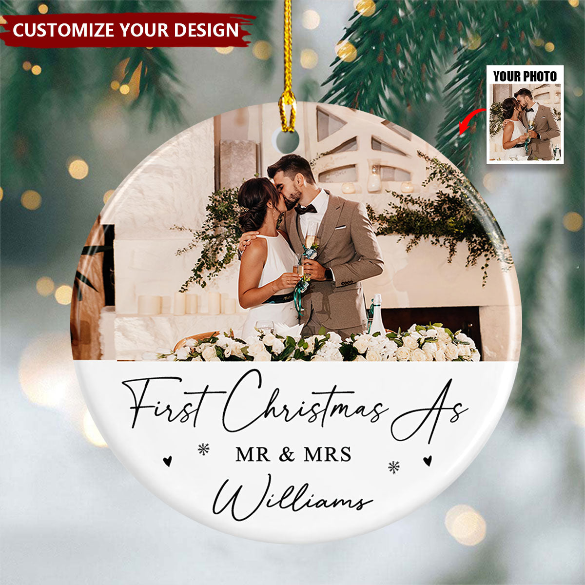 Personalised 1st Christmas as Mr and Mrs Ceramic Ornament