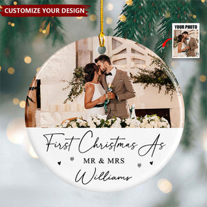Personalised 1st Christmas as Mr and Mrs Ceramic Ornament