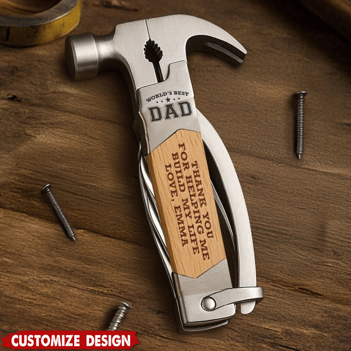 Built With Love, Dad - Family Personalized Multi Tool Hammer - Father's Day, Gift For Dad, Grandpa