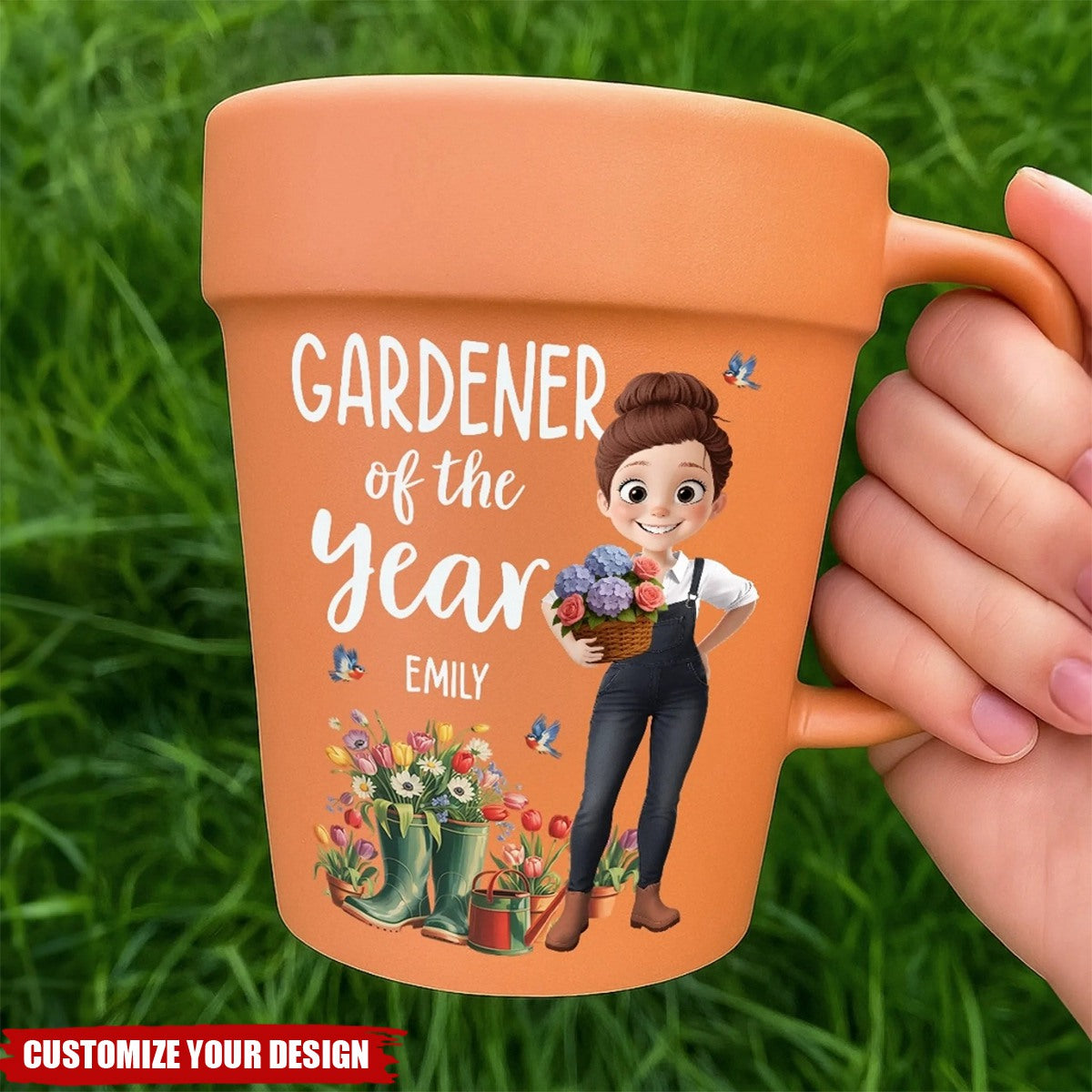 Custom Plant Pot Ceramic Mug - Personalized Garden Gifts For Gardeners - Plant Parent Vibes - Flower Pot Mug