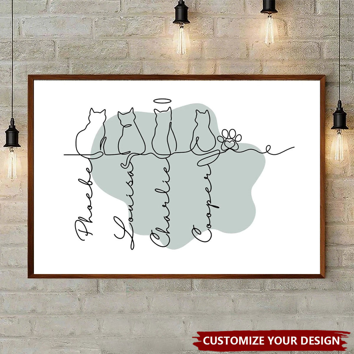 Adorable Cats Line Art - Personalized Poster, Gift for Cat Mom/Cat Dad, Cat Lover's Gift
