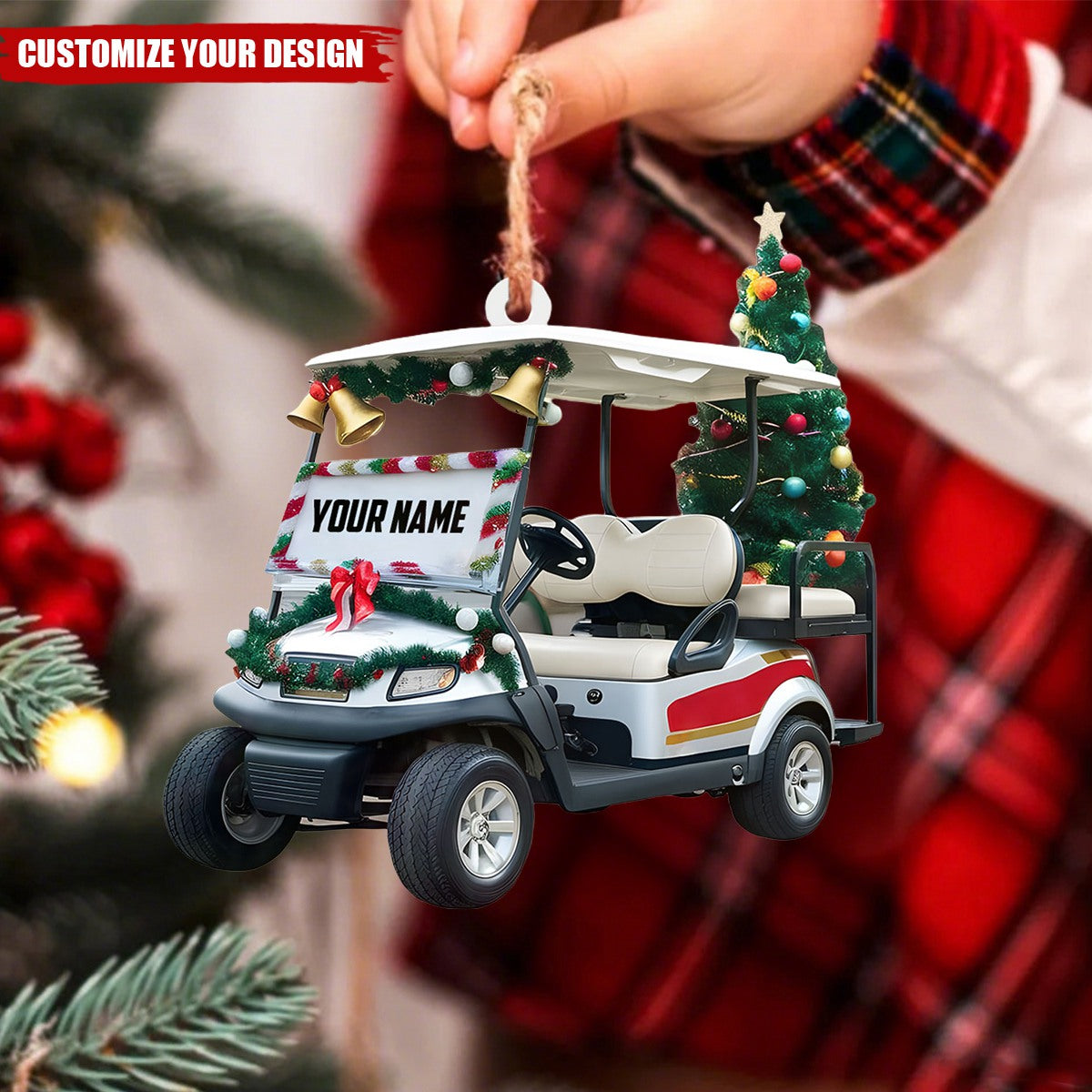 Personalized Golf Christmas Ornament, Custom Golf Cart Ornaments