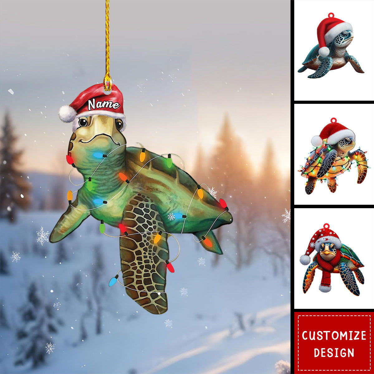 Personalized Christmas Turtle Ornament-Gift for Turtle Lover-2024 New Release