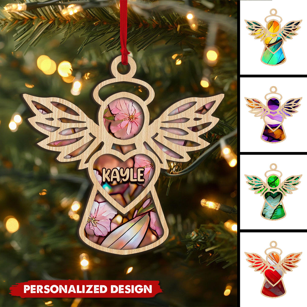 Personalized Christmas Angel Wood Ornament-2024 New Release