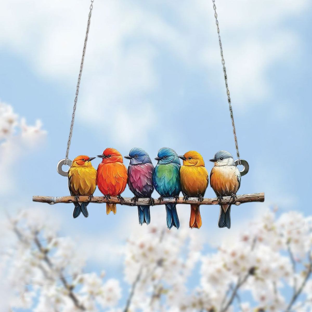 Little American Goldfinch on Branch - Window Hanging Suncatcher