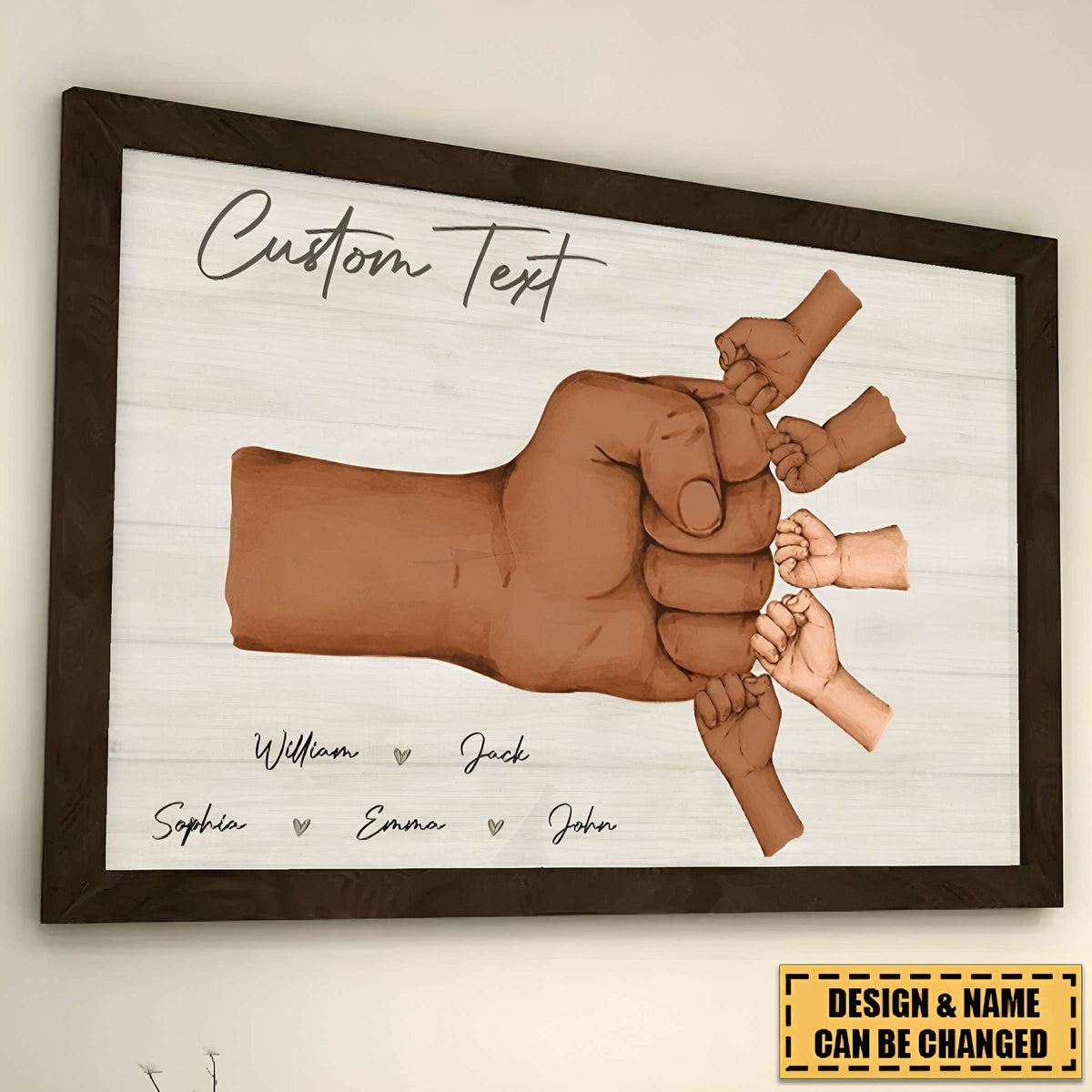 Daddy & Kids, Together We're A Team - Family Personalized Custom Horizontal Poster - Father's Day, Birthday Gift For Dad