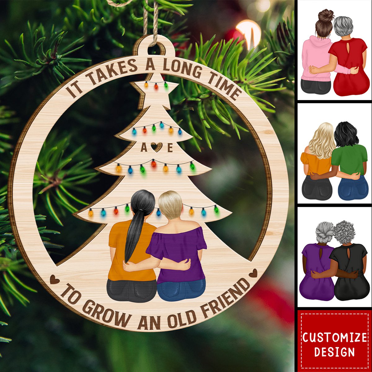 2024 New Release Grow An Old Friend - Gift For Bestie - Personalized Wooden Cutout Ornament