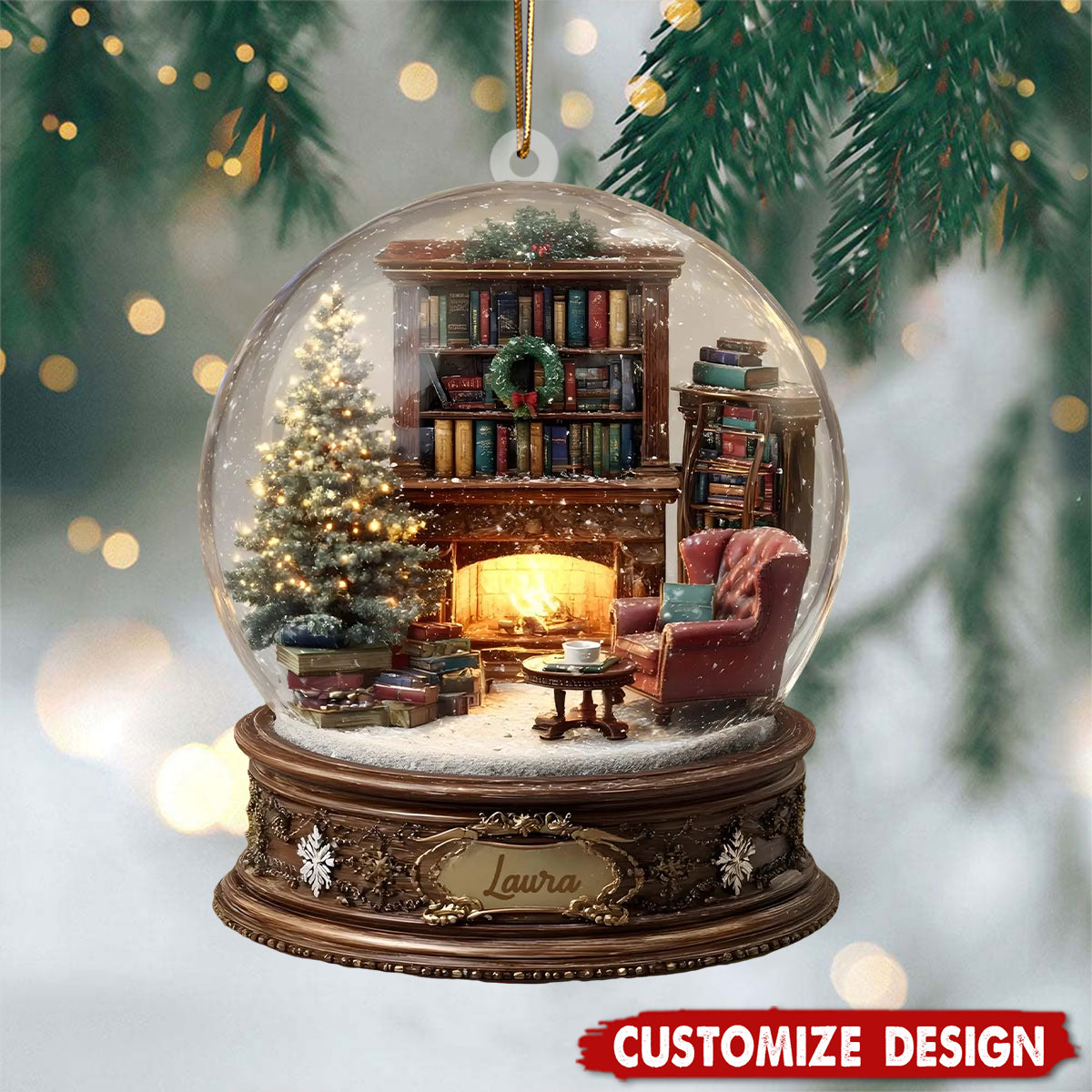 Personalized Reading Nook Ornament - Gift for Book Lovers