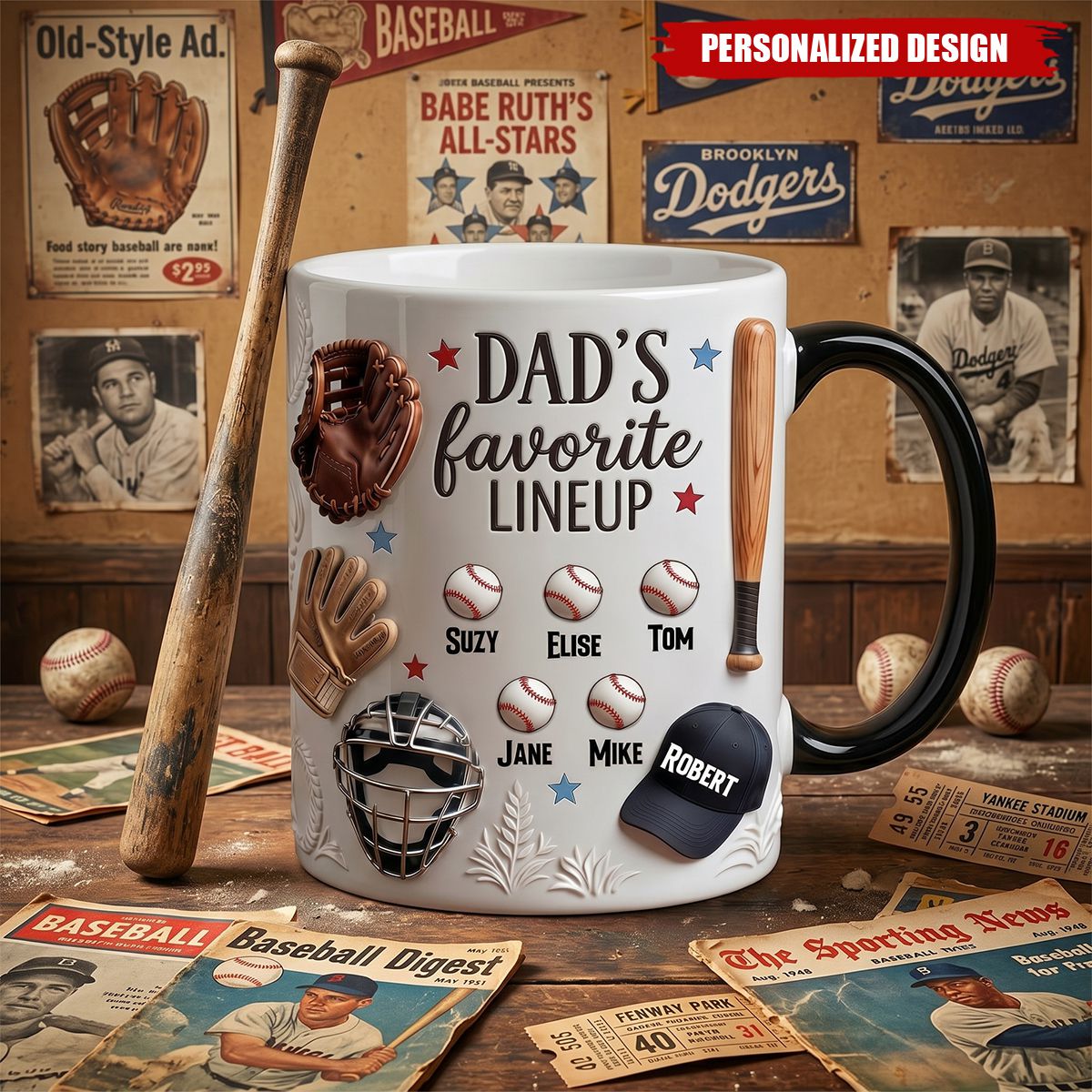 Personalized Baseball Dad Magic Coffee Mug-Gifts For Dad