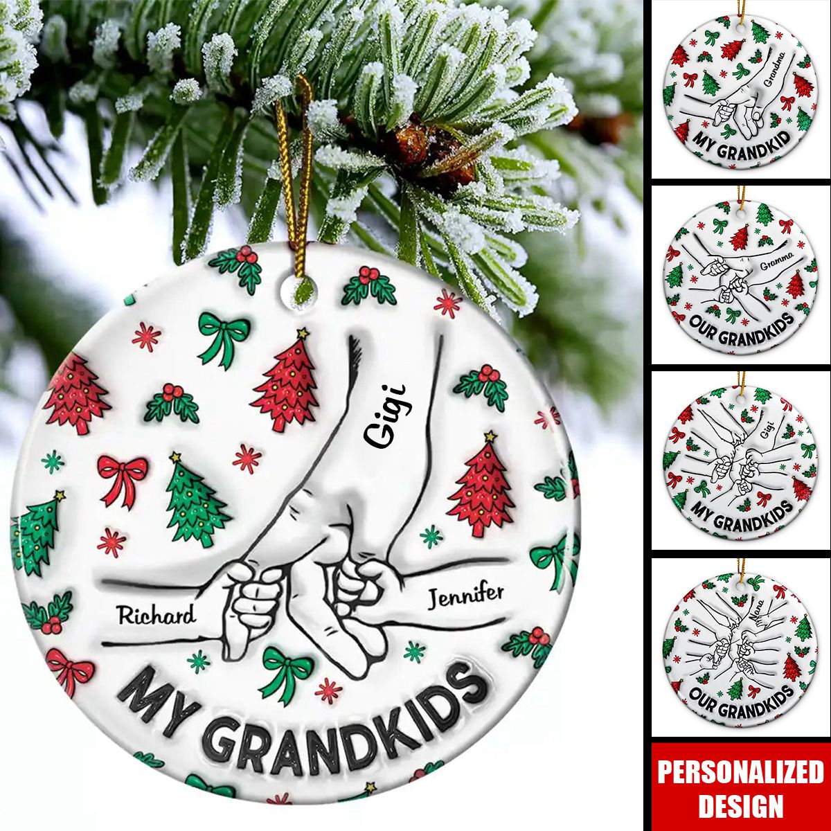 2024 New Release Christmas My Grandkids Our Grandkids-Personalized Circle Ceramic Ornament