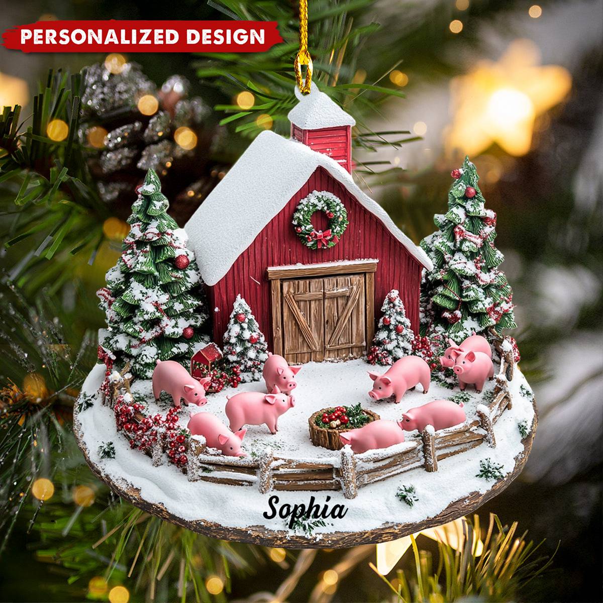 Personalized Pig Farm Christmas Ornament-Gift for Farmers