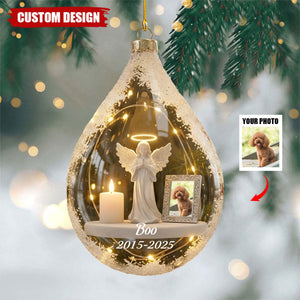 Personalized Angel&Candle Memorial Christmas Ornament – Memorial Gift For Dog Cat Lovers