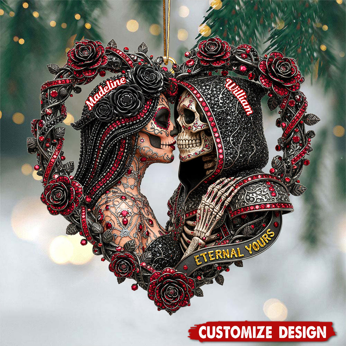 Skull Couple Ornament Personalized Christmas Gifts