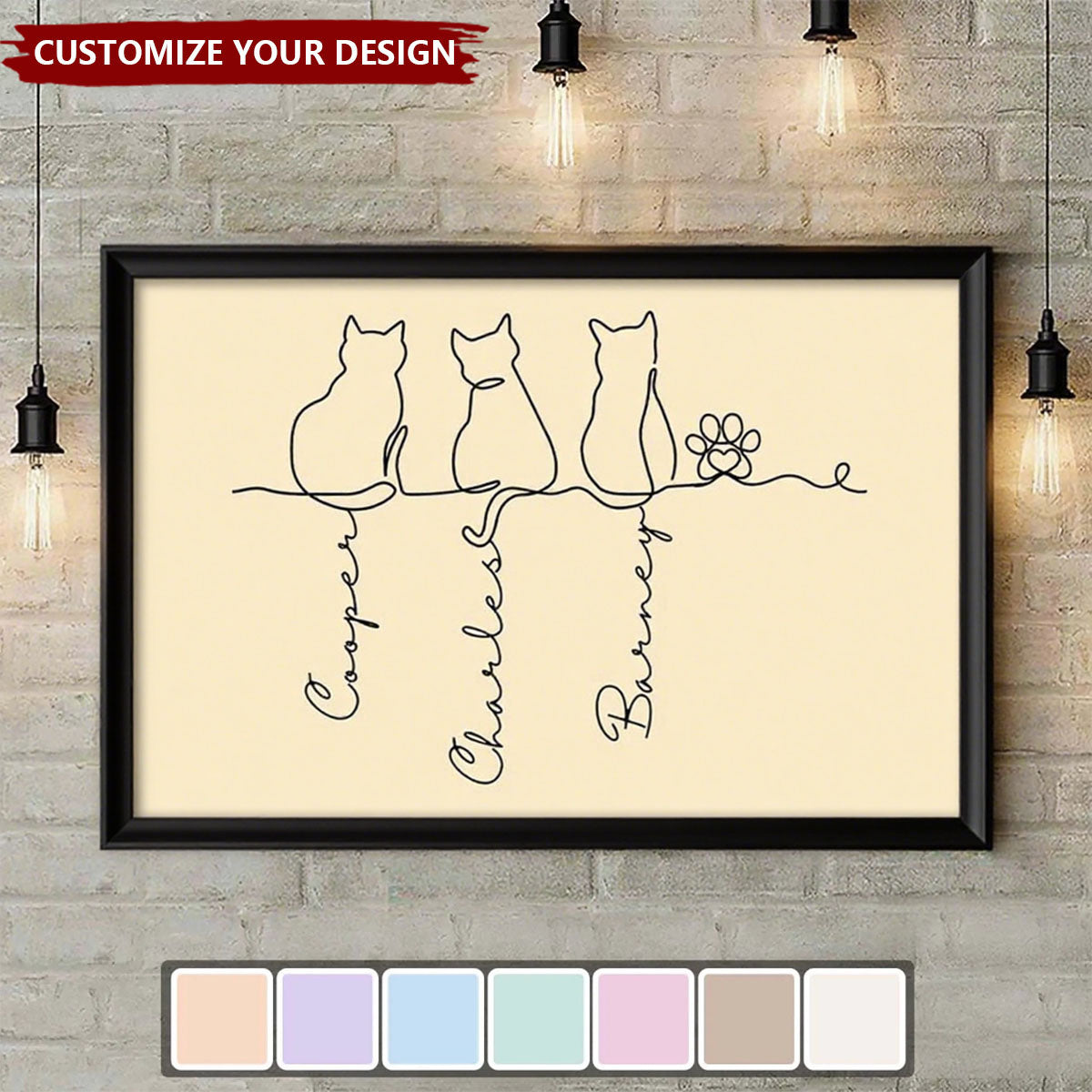 Adorable Cats Line Art - Personalized Poster, Gift for Cat Mom/Cat Dad, Cat Lover's Gift