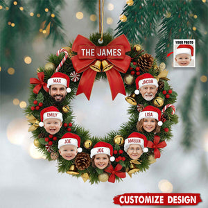 Personalized Christmas Wreath Family Picture Ornament - Gift For Family