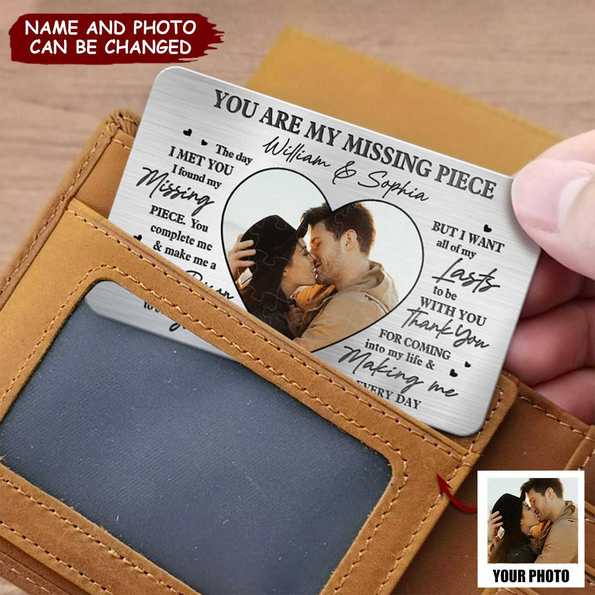 Custom Photo You Are My Missing Piece - Couple Personalized Custom Stainless Wallet Card - Gift For Husband Wife, Anniversary