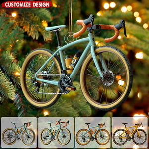 Personalized Road Bike Christmas Ornament – Cyclist Holiday Tree Decoration With Aqua Bicycle Design