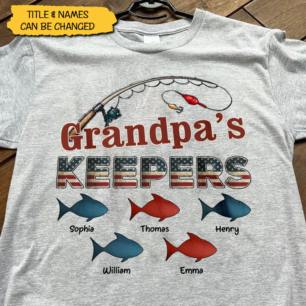 Nation Flag Grandpa's Keepers Fishing 4th Of July Personalized Shirt, Gift For Husband, Dad, Grandpa
