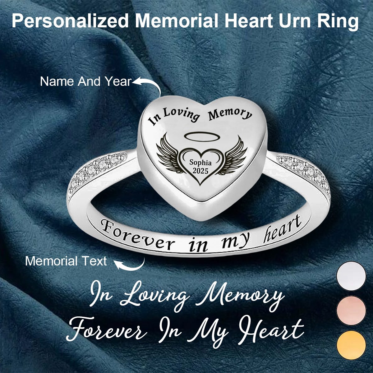 Personalized Heart Urn Ring-Gift For Family